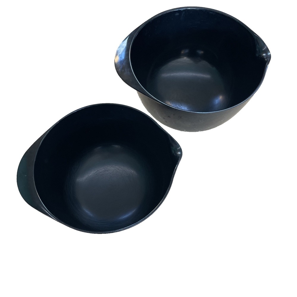 Vintage Rosti Denmark Mixing Bowls Lot of 2 Melamine 2L & 3L Black Nesting Spout